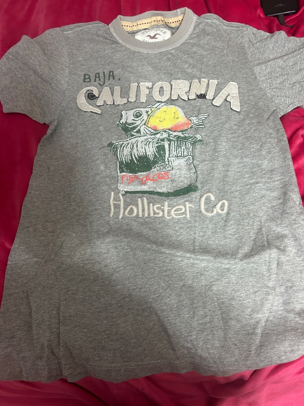 Hollister Gray Graphic 'California' Tee with Colorful Fish Print